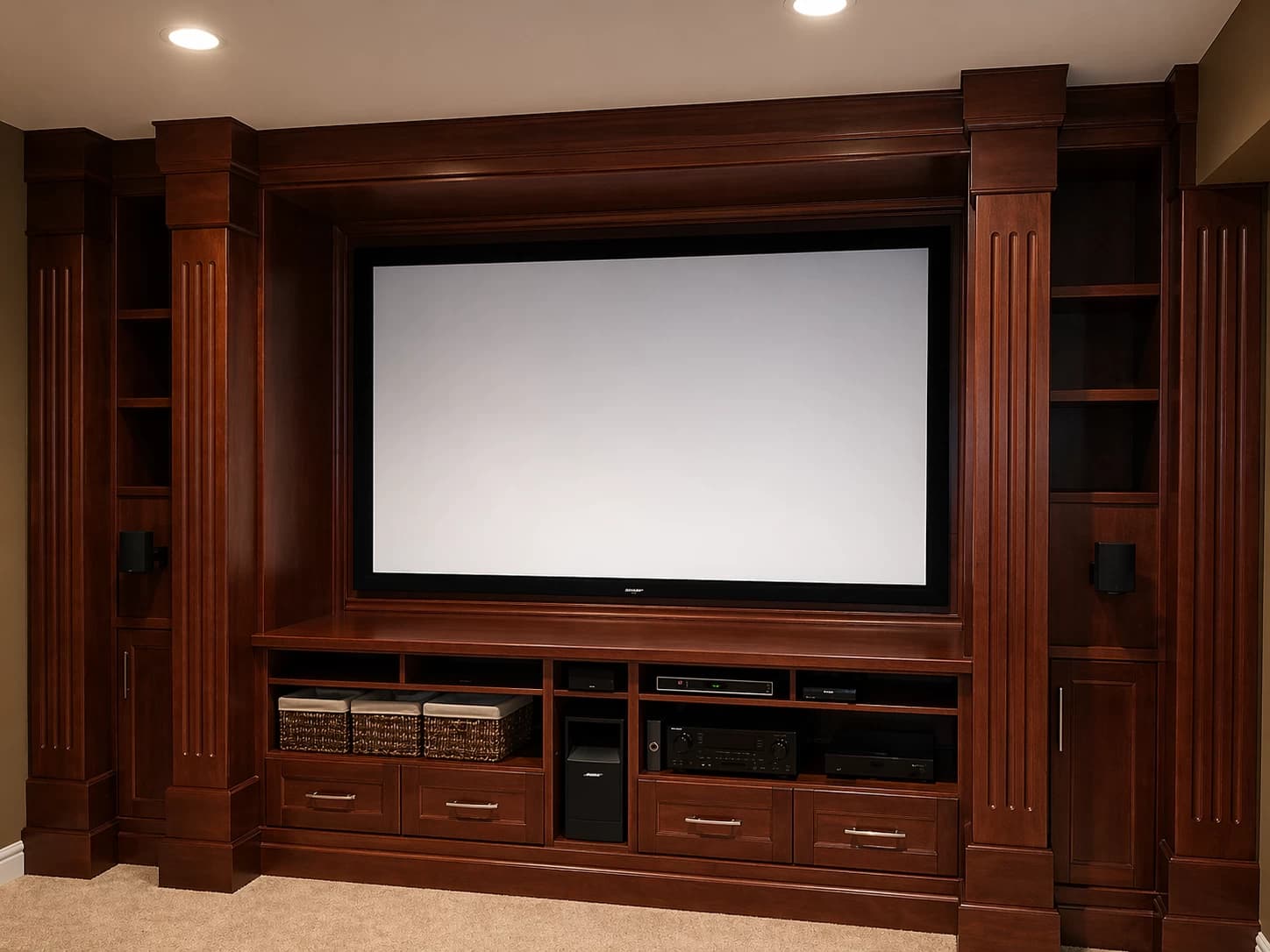 Cherry wood home theatre entertainment centre