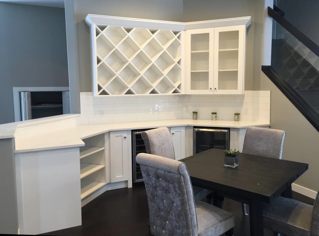 White wine rack feature cabinetry
