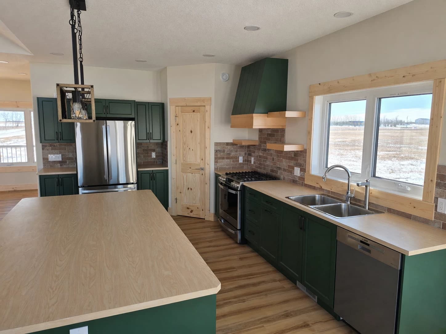 Green painted kitchen alternate angle